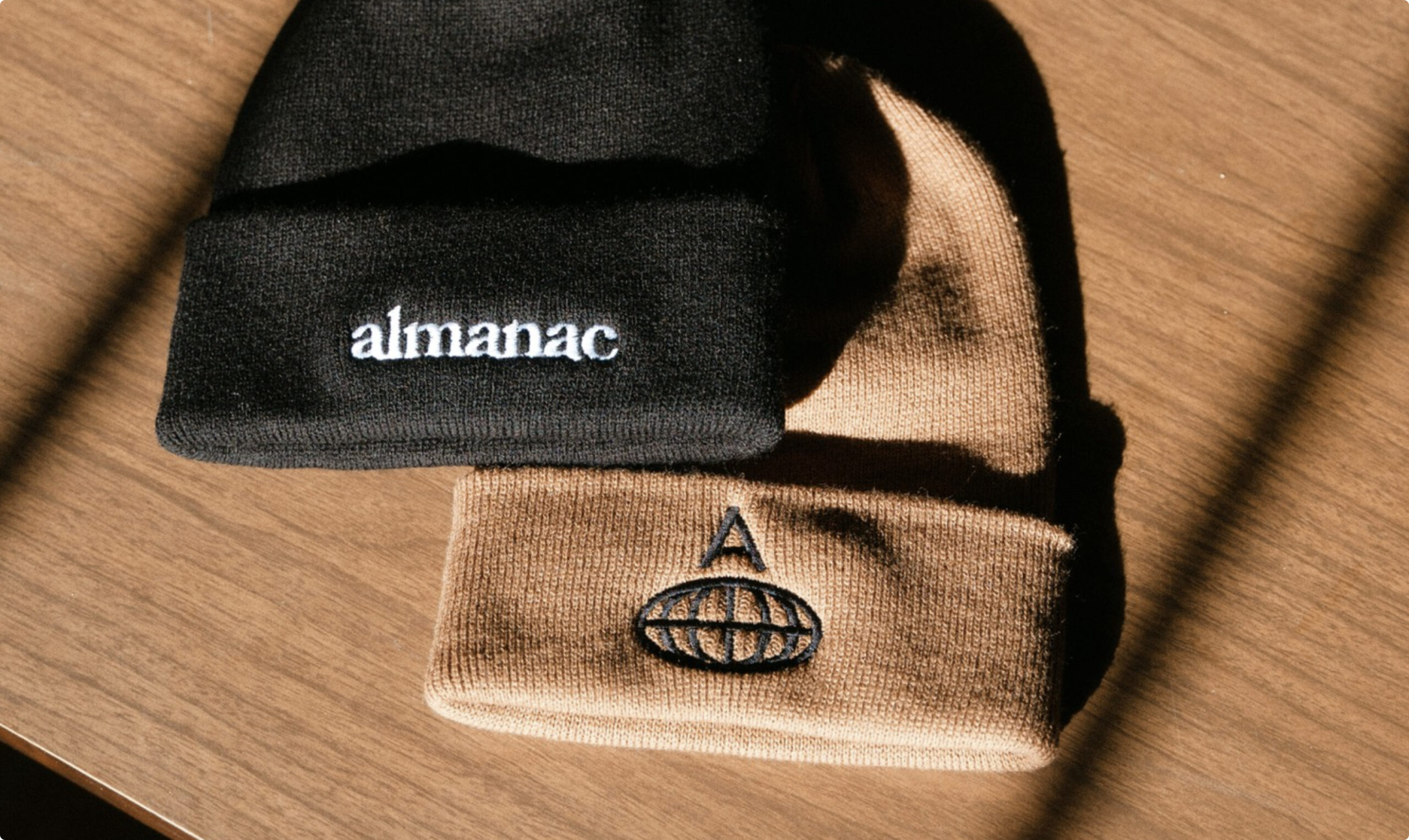 Almanac branded toques. 