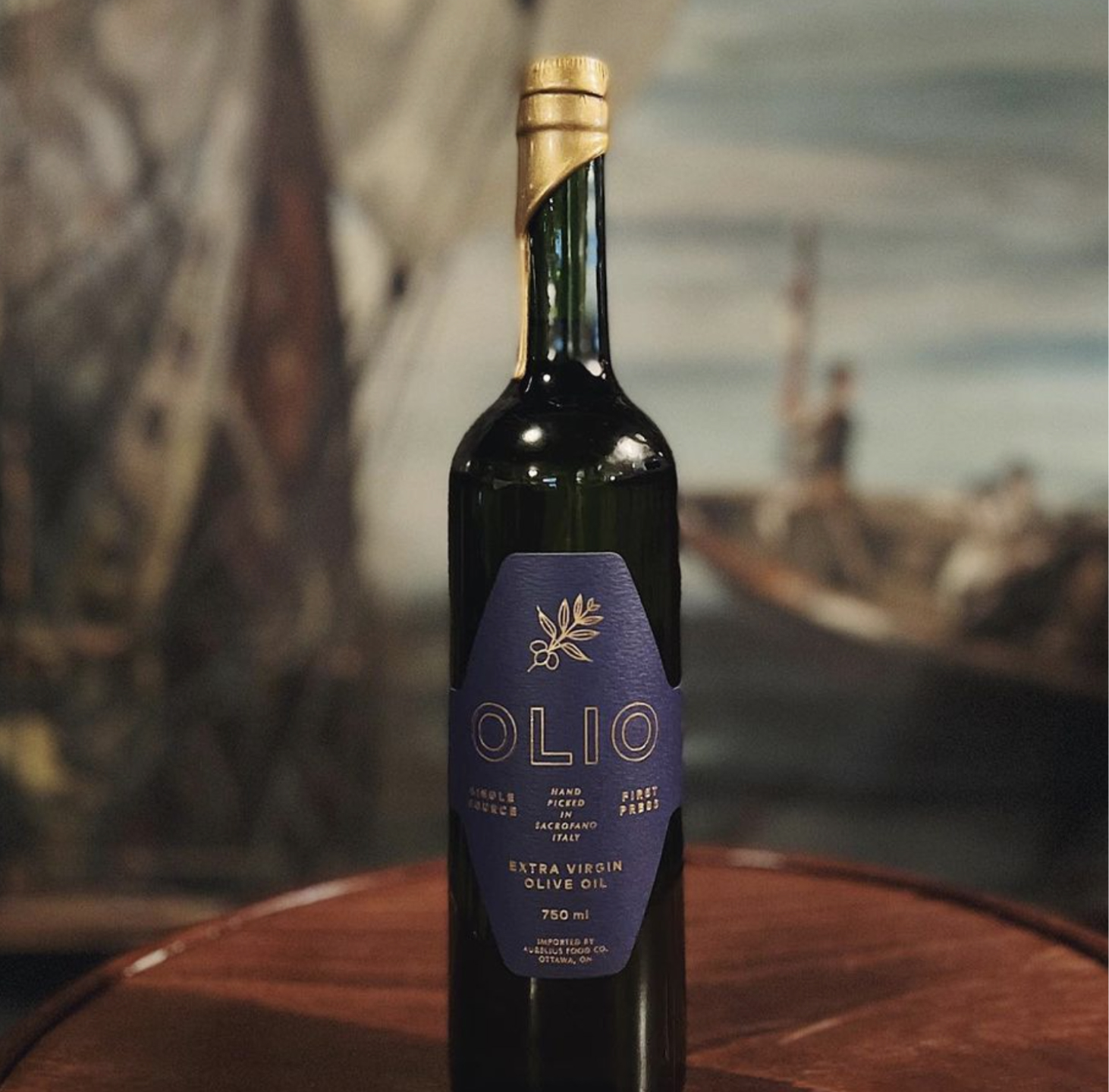Bottle of North & Navy branded olive oil, Olio. 